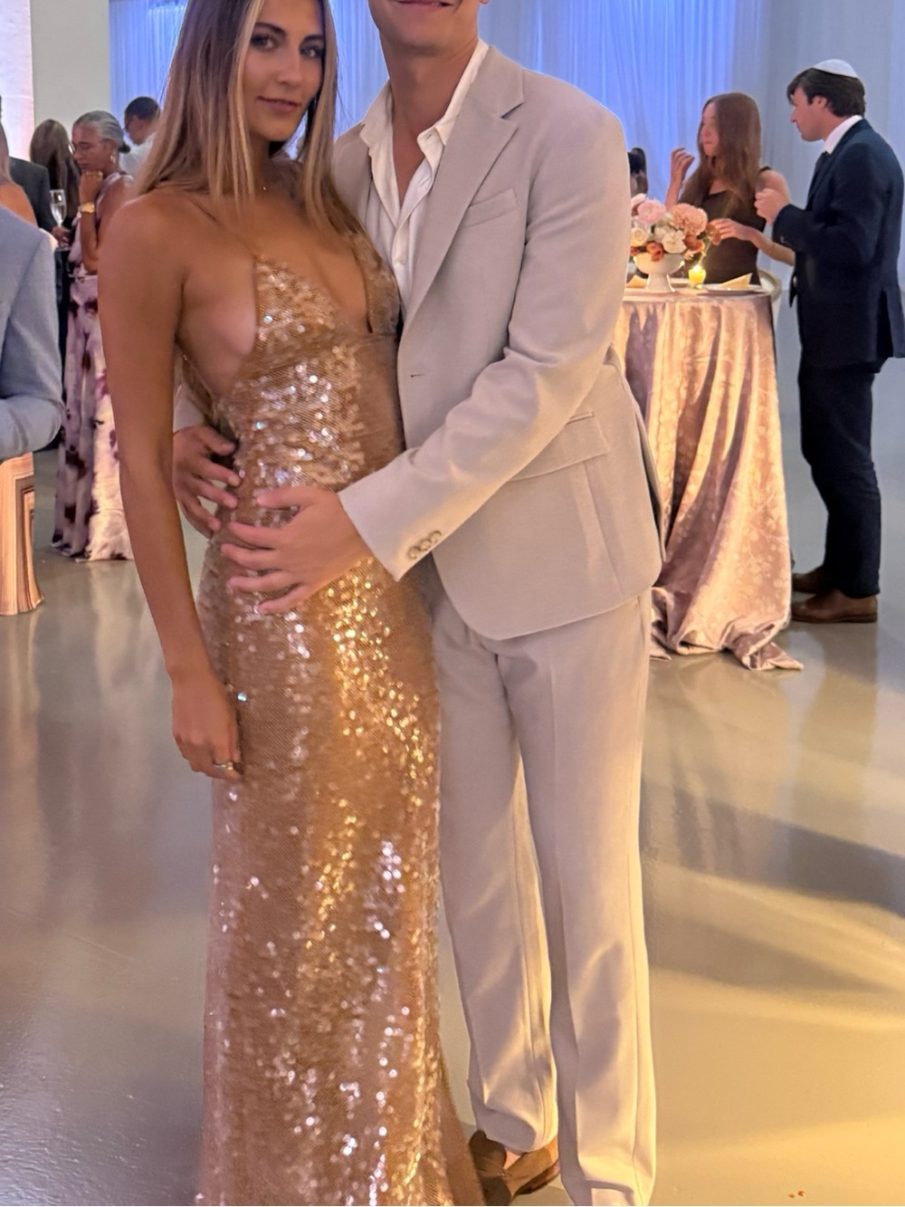 Sequin Slip Wedding Dress in Gold โ Elegant Evening Gown